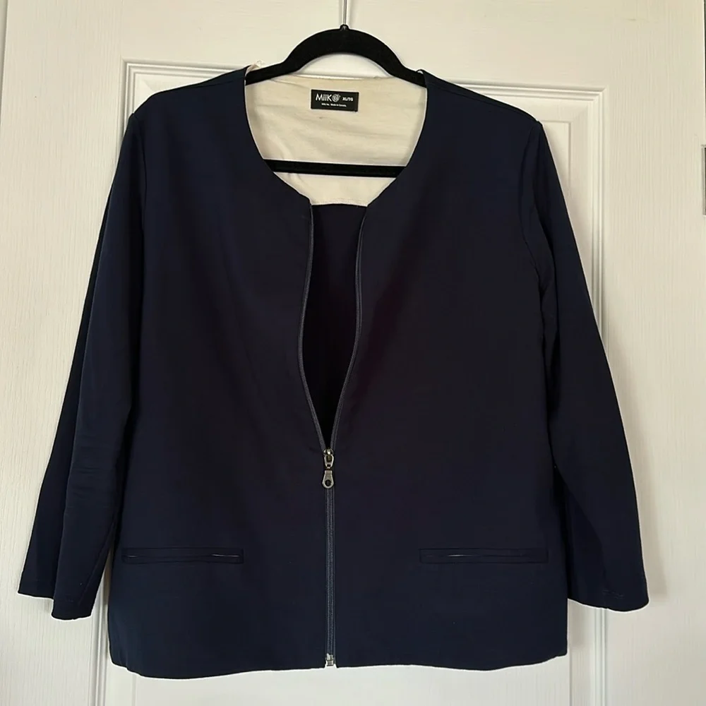 Miik Navy Zip-Front Blazer Jacket - Picture 2 of 3